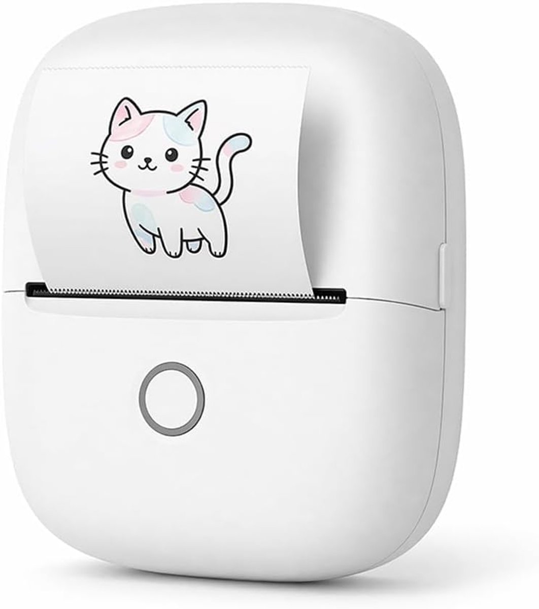Mini printer - Bluetooth Thermische Printer - Pocket printer - Fotoprinter voor mobiel - Labelprinter - Thermische printer - Met 1 Papierrollen - draagbaar - oplaadbaar - voor notities, foto's, etiketten, labelprinter, zelfklevend - Wit