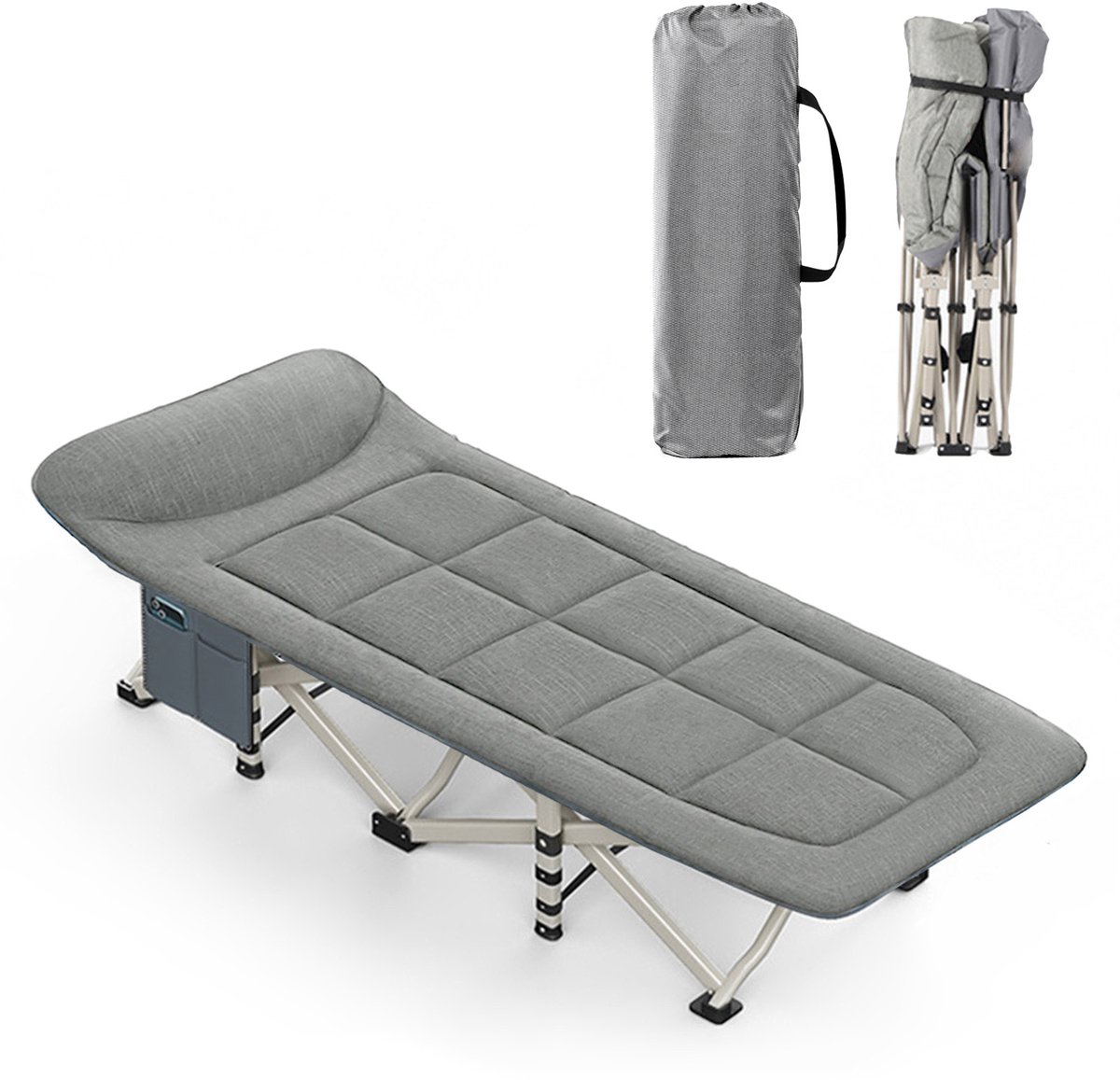 Kampeerbed - Veldbed – Opvouwbaar Campingbed & Logeerbed – 200x80 cm – Stevig & Comfortabel – Inclusief Kussen – Draagvermogen 200 kg