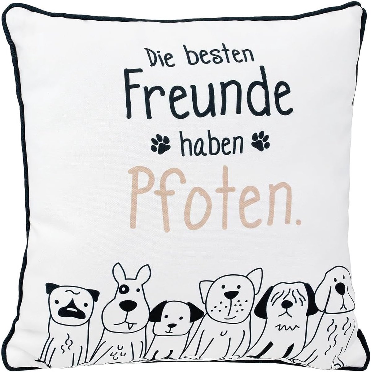 At home Kussen hondenmotief decoratief kussen hond 40 x 40 cm hondenband Oeko Tex kussensloop met vulling cadeau voor hondenbezitters cadeau-idee voor Vaderdag
