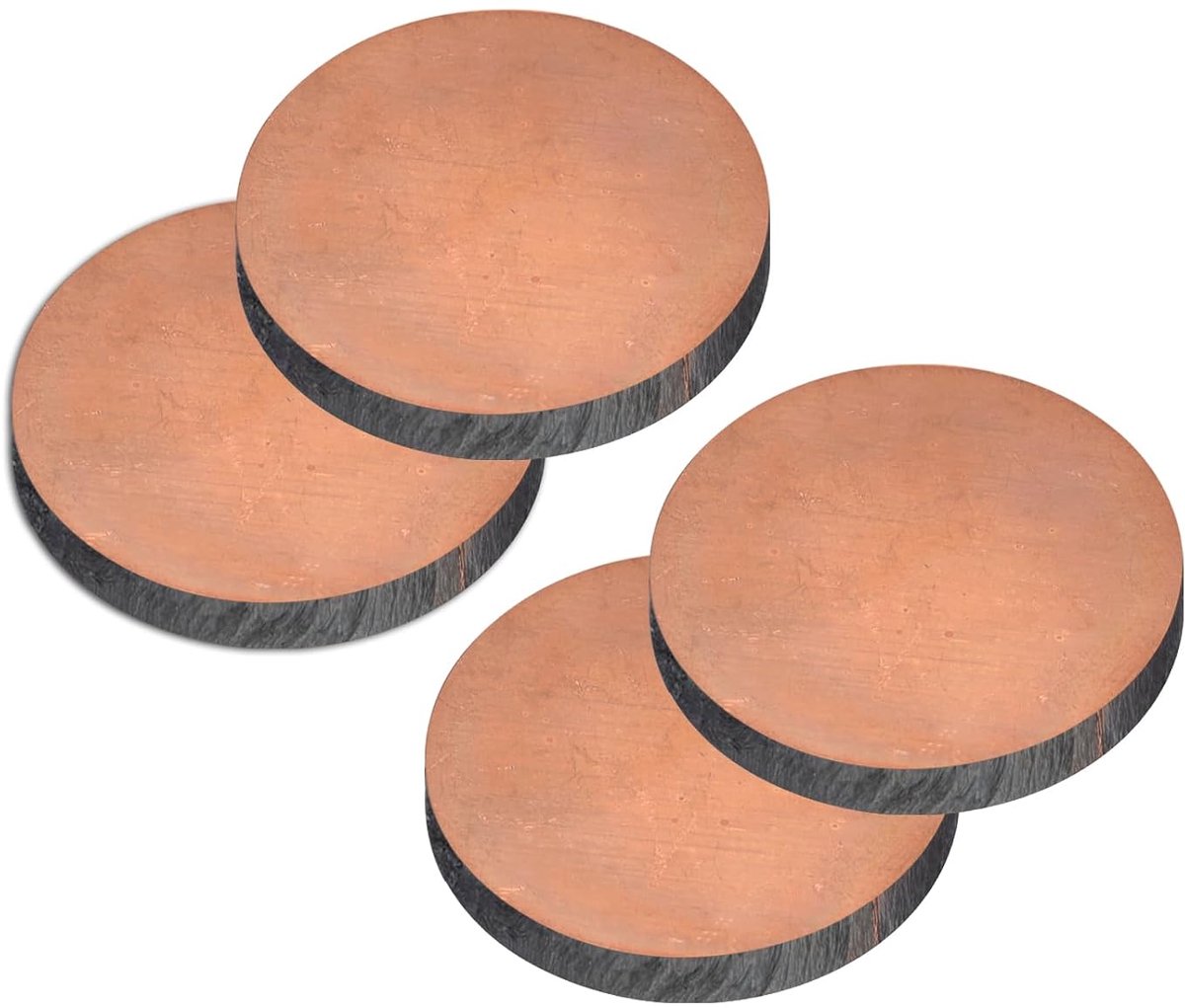 Zuiver koperplaat, 4 stuks 5/8" x 0,14" 7 gauge T2 koperen metalen ronde plaat voor handwerk, elektrische reparaties