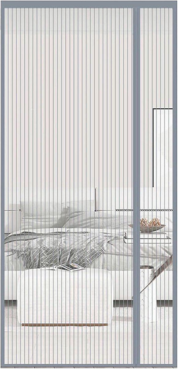Magnetisch vliegengaas voor deuren, duurzaam glasvezelvliegenscherm van 80 x 200 cm, omkeerbaar links en rechts, anti-muggengaas met krachtige magneten en full-frame magische tape, grijs