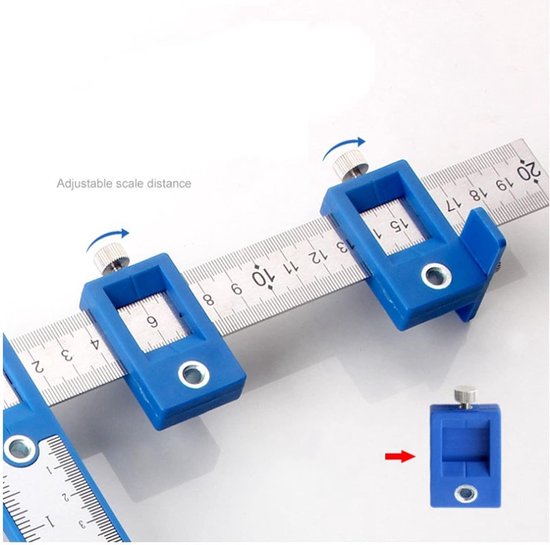 Hardware Jig Boorgids, Kast Handgreep Template Gereedschap Deuvel Jig Koolstofstaal Kast Hardware Jig Gereedschap Verstelbare Ponshoregel Boormal voor Deur Lade Handgrepen Trekt Knoppen — afbeelding 4