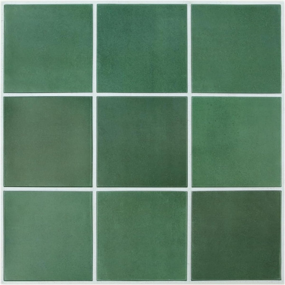 10 stuks 3D zelfklevende wandtegels voor de keuken badkamer, donkergras groen, vierkante 3D plaktegels klevende spatwand tegelsticker van PVC voor de badkamer, slaapkamer, woonkamer
