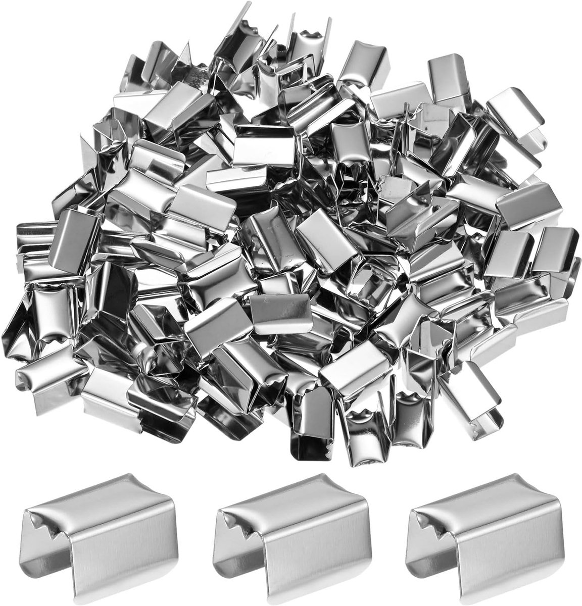 200-pack vouwbare krimpdoppen, 0,6 x 0,4 in/15 x 10 mm krimpbevestigingsmiddelen lintuiteinden met klemmen voor sieraden maken/lederen decor/doe-het-zelf/armbanden, riemgesp eindpunt
