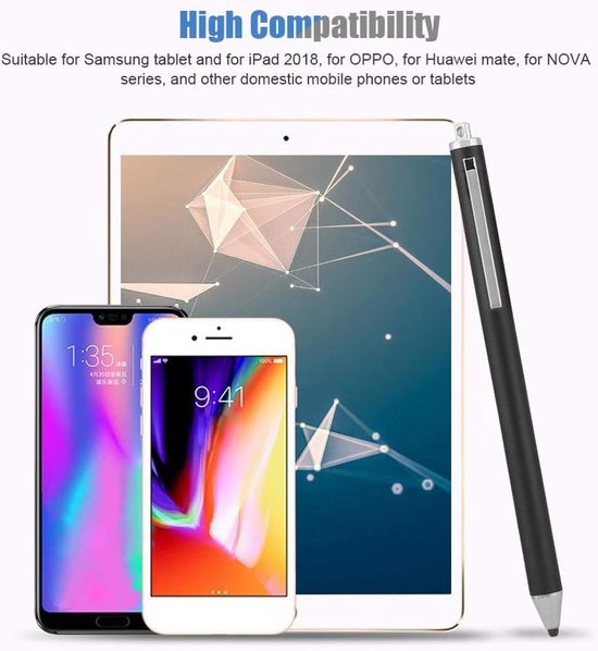 Stylus, stoffen touchscreen-touchscreen Stylus-pen, hoge gevoeligheid en precisie, touchscreen-stylus beschermen voor Smartphones-tablet(Zwart) — afbeelding 5