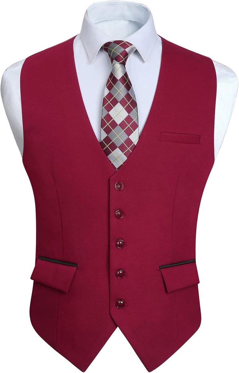 Gilets Formeel Bruiloft Gilet Classic Zakelijk Groomsmen Feest Suit Vest met Stijlvolle Zakken 3XL