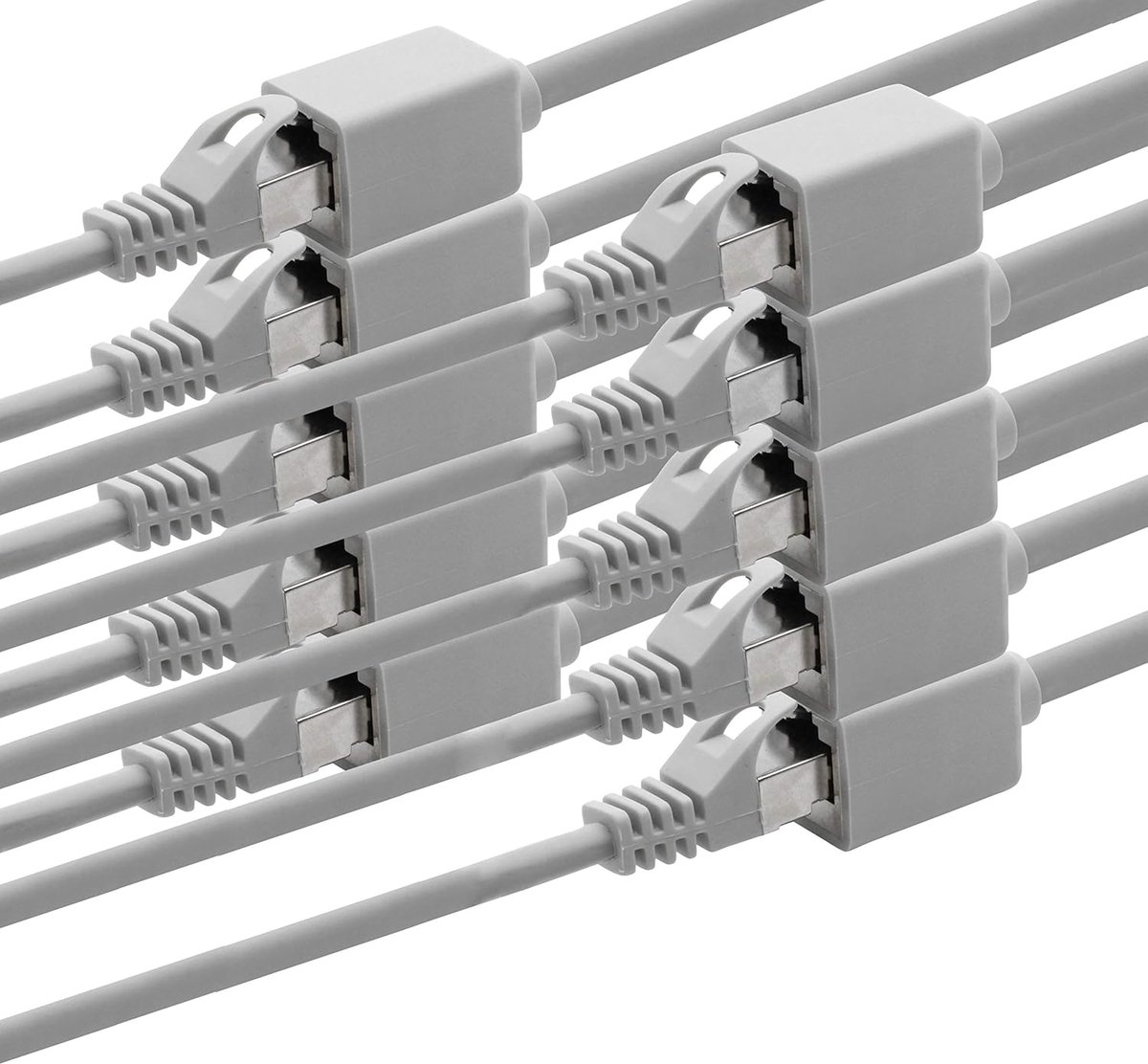 1aTTack.de 618364 CAT7 Cat.7 verlengadapter - 1m - Ethernetkabel LAN-kabel netwerkkabel 10 Gb/s onbewerkte kabel met (RJ45) Cat6a stekker 10 stuks - Grijs