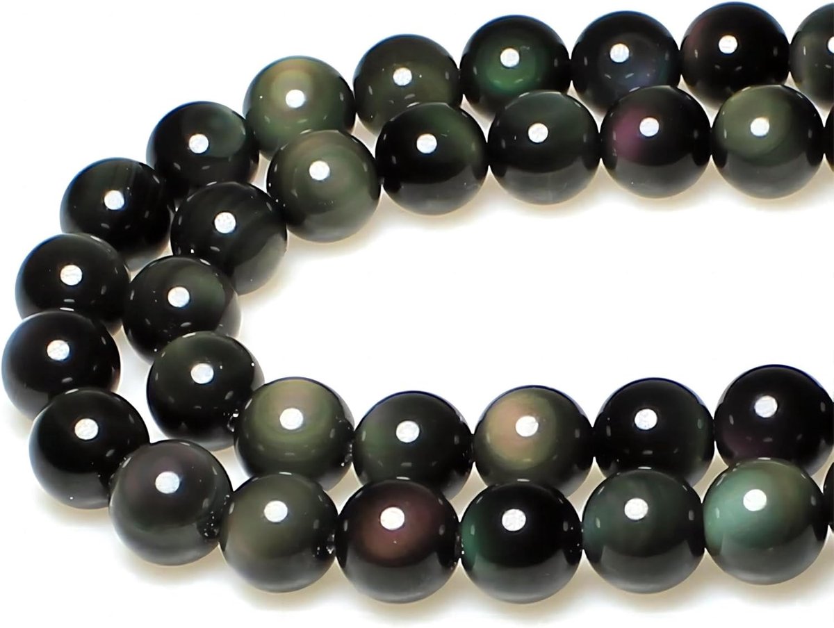 Kralen Regenboog Obsidiaan Ronde Losse Natuurlijke Halfedelsteen Kralen Voor het Maken van Sieraden Armbanden Kettingen
