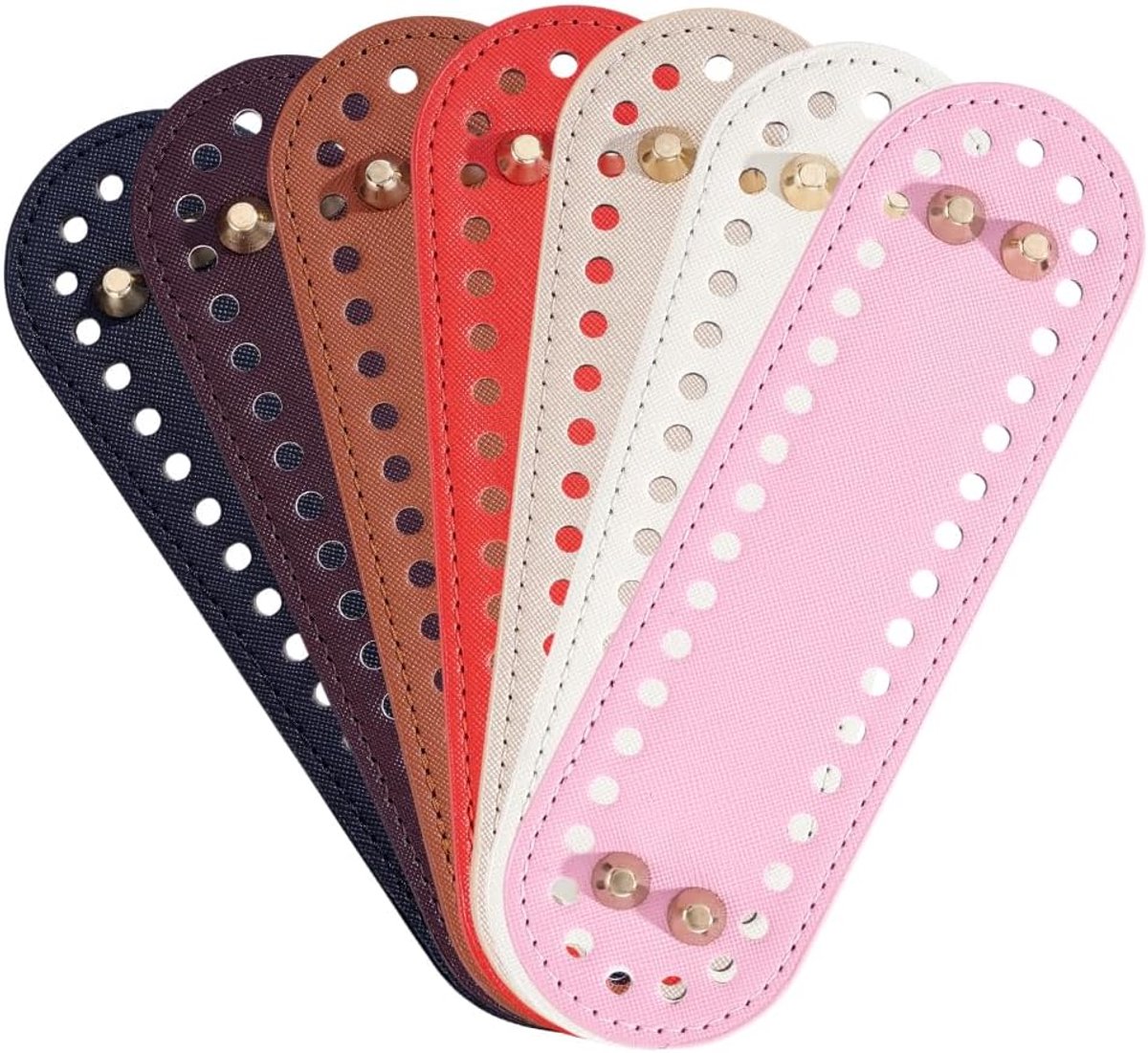 7 Stks 7 Kleuren Portemonnee Bodem voor Gehaakte 18,9 x 5,5 cm Ovale Gehaakte Portemonnee Bodems Imitatie Lederen Tas Bases Ovale Zakken Bottom Shaper Pad met Gaten Breien Gehaakte Tas
