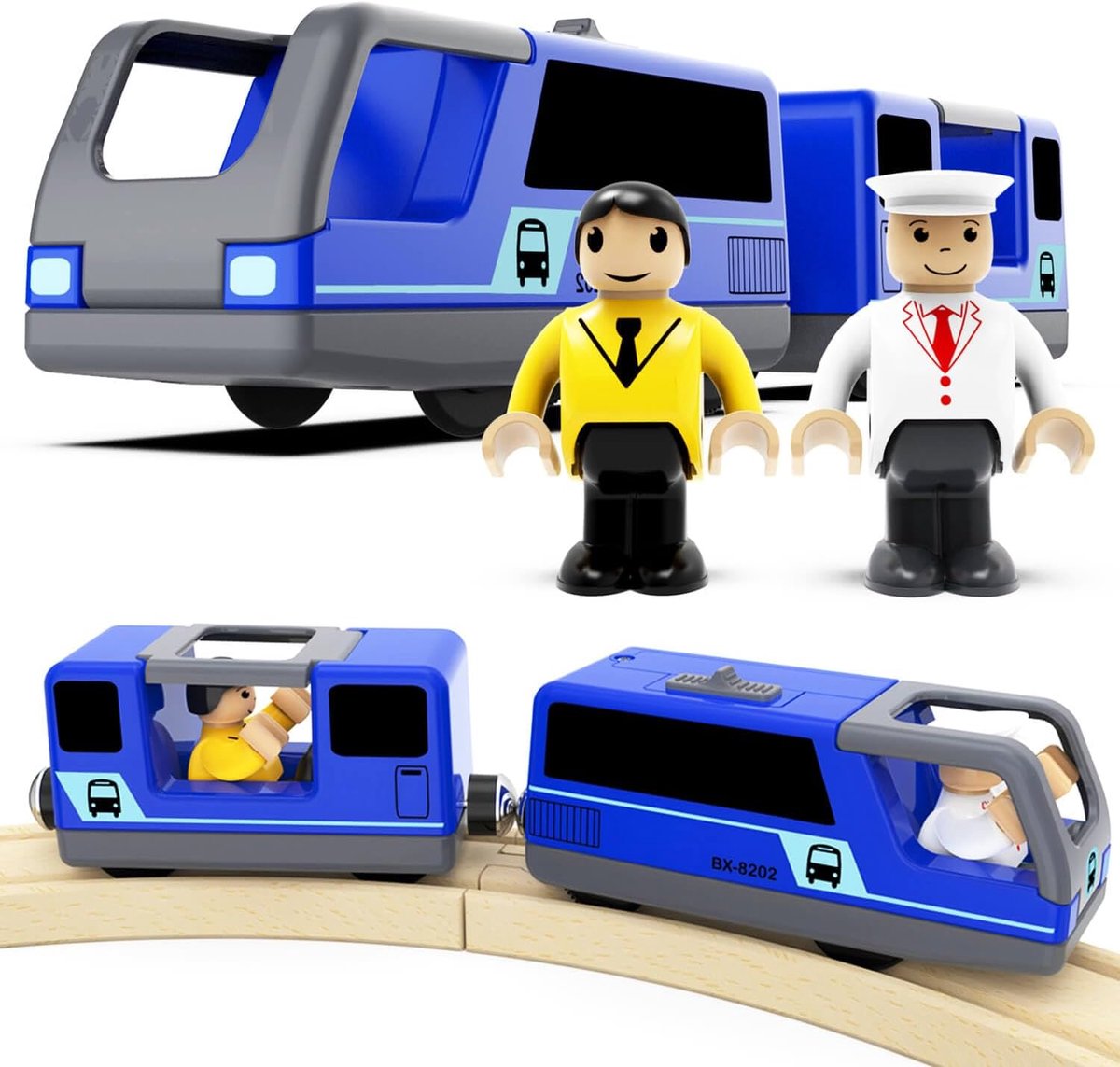 Elektrische trein voor kinderen, locomotief op batterijen, railpassagierstrein, projectielset voor motor, compatibel Thomas, Brio, educatief speelgoed, cadeaus voor kinderen