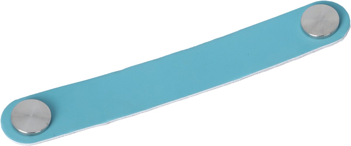 Meubelgreep leer Elena blauw 168mm RVS