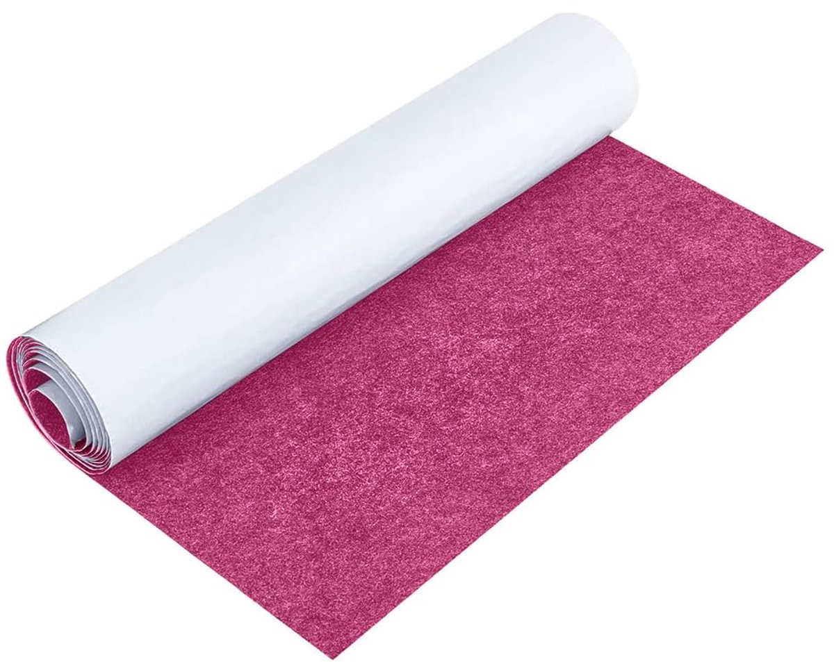 Zelfklevende viltmat, 40 x 220 cm, viltstof, zelfklevend, voor box, onderzetter, lademat, auto, fotolijst, stoelpoten, tafelpoten, donkerroze, 2 mm dik