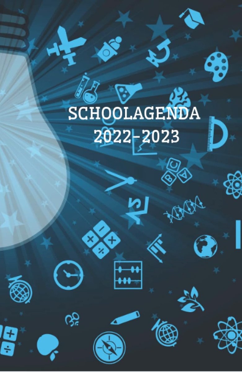 2022-2023: Handig formaat agenda met weken verdeeld over 2 pagina's, 4 verschillende semesters en cijferlijsten