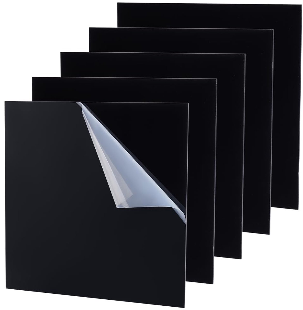 5 stuks 20x20 cm acrylplaten Vierkante zwarte acrylplaten voor lasersnijden 2 mm dik Heldere plexiglasplaat Transparante kunststofplaten Acrylplaten voor lijsten Glasvervanging Display