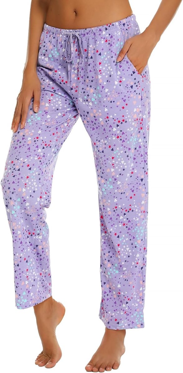 Dames Pyjamabroek Lange Slaapbroek Bedrukte Loungebroek met Zakken en Trekkoorden