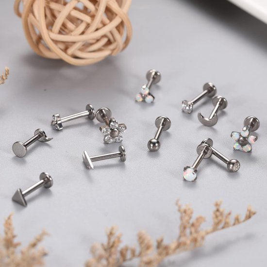 G23 Titanium oorpiercing met binnendraad 16 g — afbeelding 5