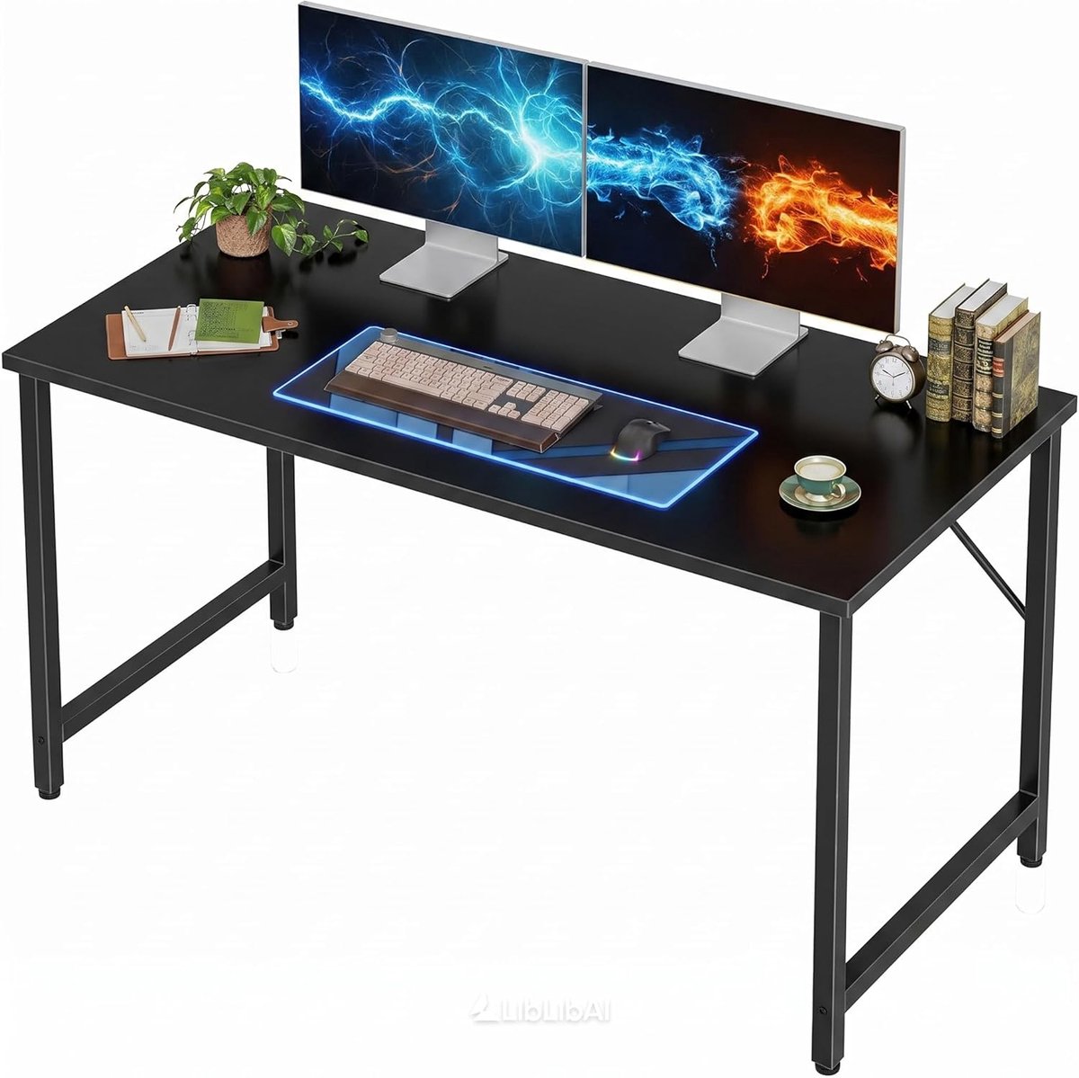 Computertafel, kleine thuiswerktafel, leertafel, kindertafel, eenvoudige pc-gamingtafel, verstelbare poten, 101,6 cm, zwart