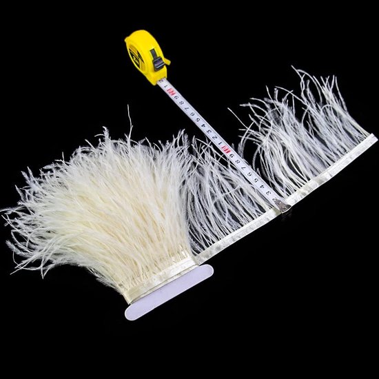 3 meter 10-15 cm beige struisvogelveer trim franje voor DIY naaien, knutselen, kostuums decoratie — afbeelding 4