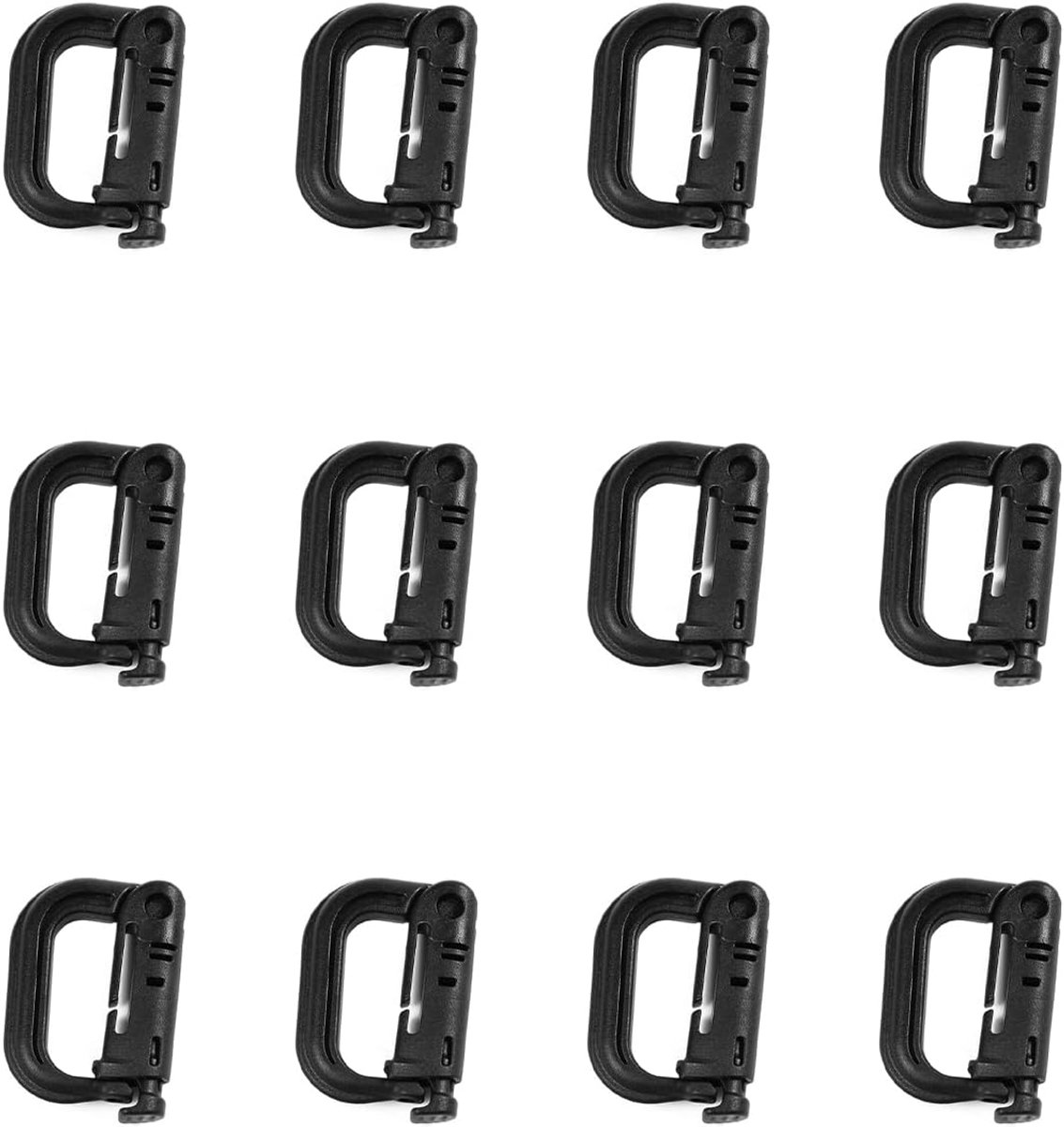12 stuks Tactische ophangriem Karabijnhaak Molle-riem Nylon karabijnhaak Clip Sleutelhangerring voor tactische rugzak Klimmen Wandelen Buitengebruik