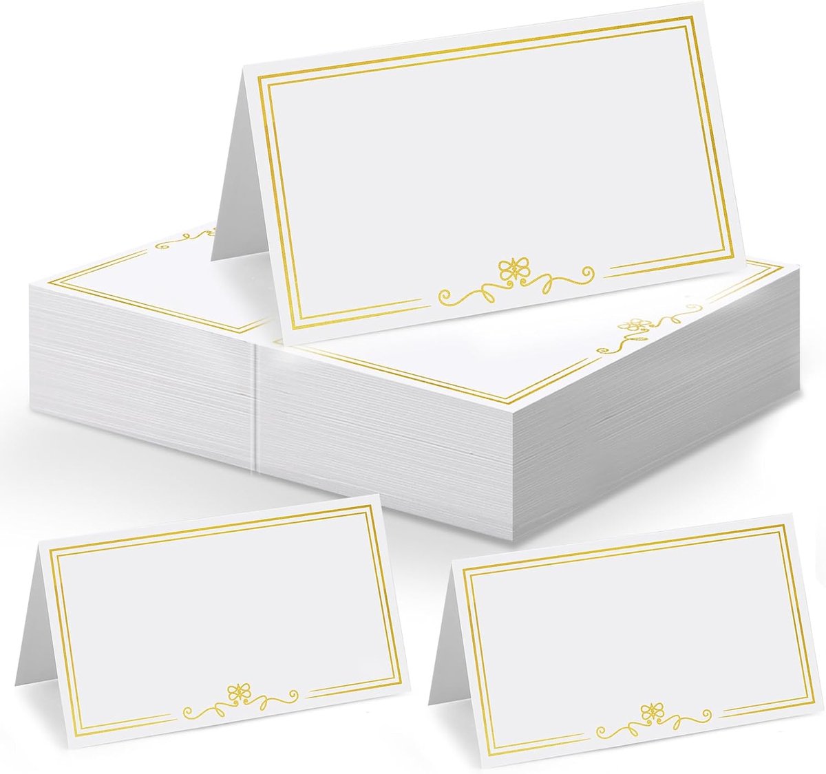 Woric 60 stuks blanco tafelkaarten, 10 x 9 cm, plaatskaarten om zelf te beschrijven, naamkaarten, tafelkaarten voor bruiloft, verjaardag