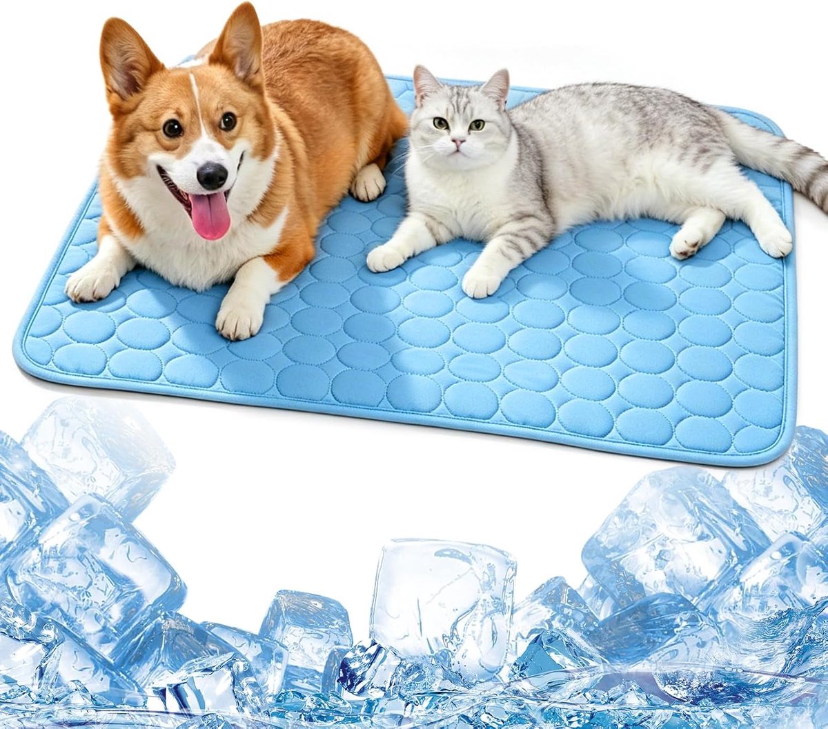 Mat voor katten en honden, zelfkoelend (100 x 75 cm, XL) | Koelkussen voor honden en katten in de zomer, ijszijde, ademend, koelmat, voor honden en katten
