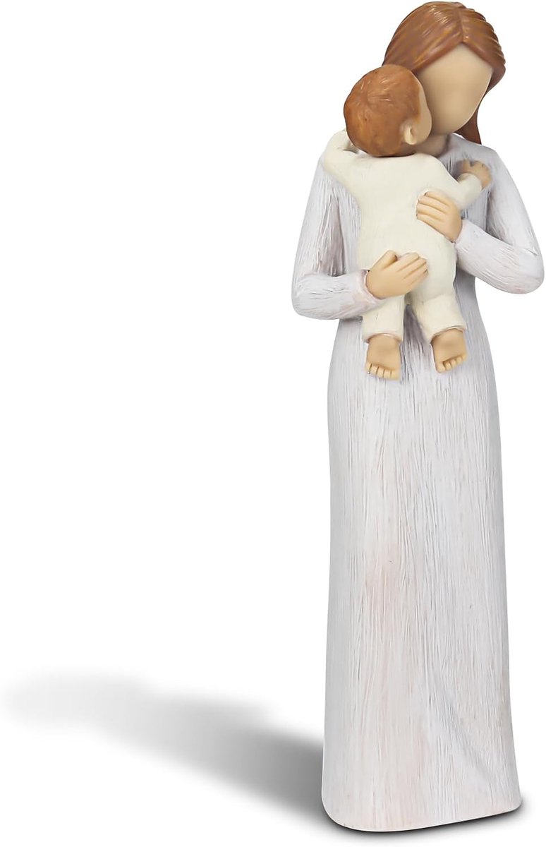 Handgesneden en beschilderde moeder-kind-figuren, cadeau voor moeder, verjaardag, Moederdag, Kerstmis