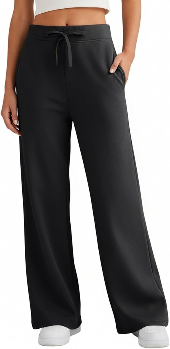 Yogabroek voor dames met hoge taille, brede sportbroek, brede pijpen, casual joggingbroek met zakken, joggingbroek, fitness, pilates, dans, fitnessstudio