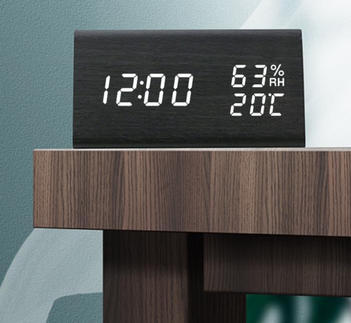 LED-wekker, met temperatuur- en vochtigheidsweergave
