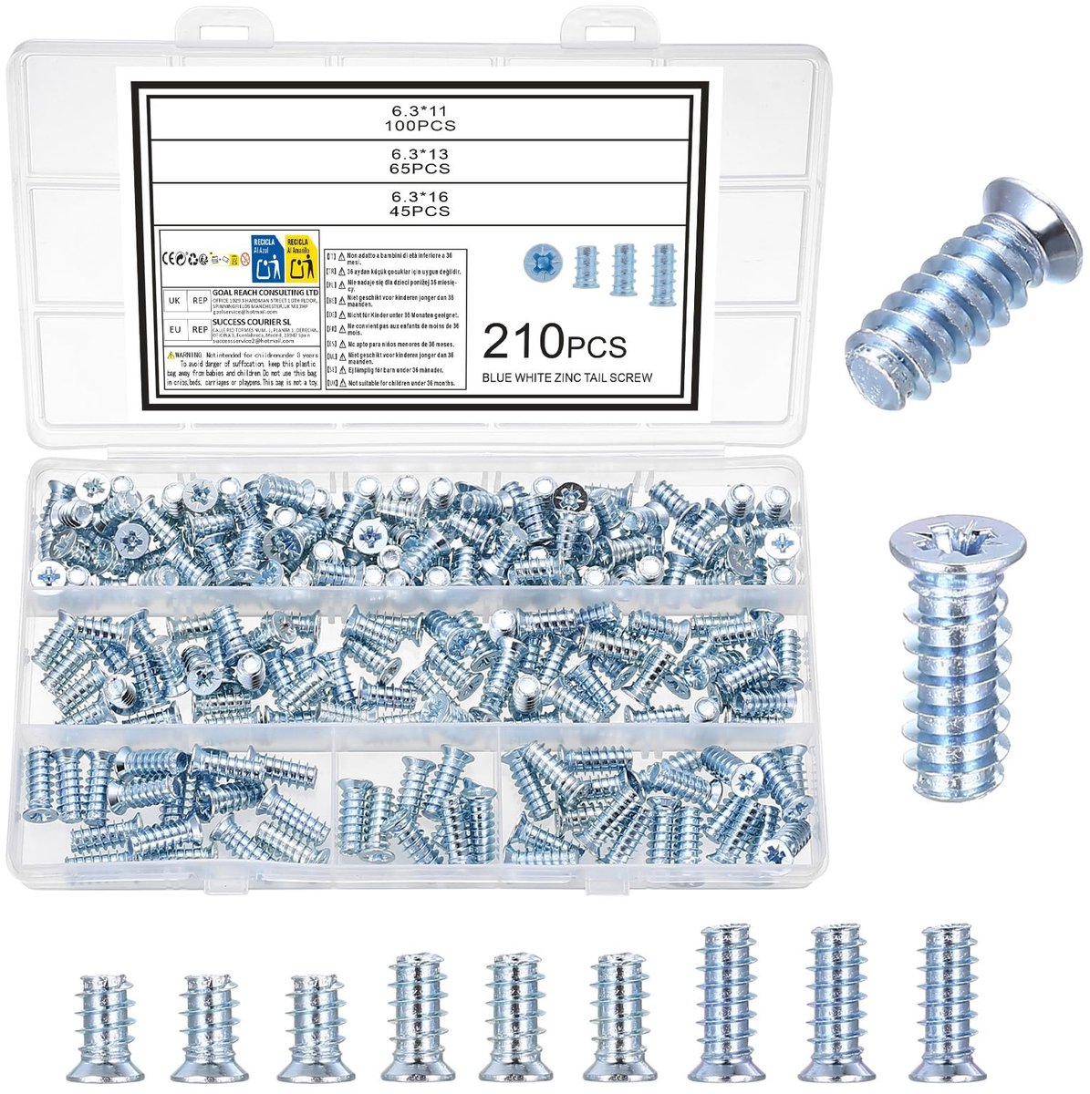 SolidKeus - Set van 210 Euro Schroeven voor Meubelmontage M6.3