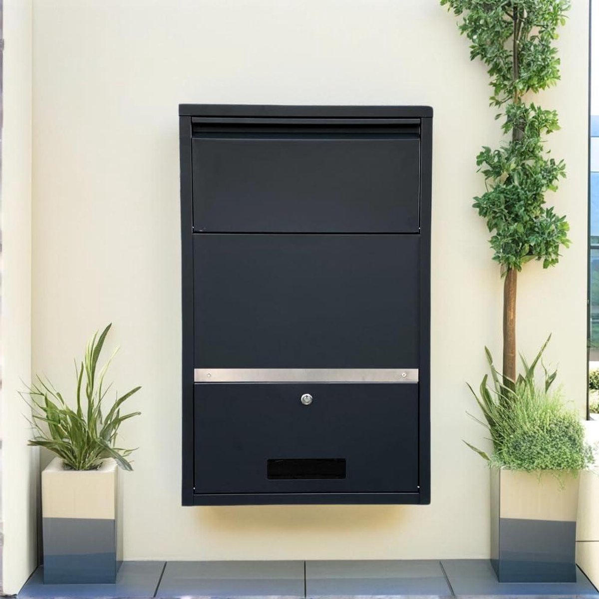 Pakketbrievenbus - Pakketbox Brievenbus - Post Pakketten Ontvangen - Ruim Pakketvak - 75 cm Hoog - Zwart