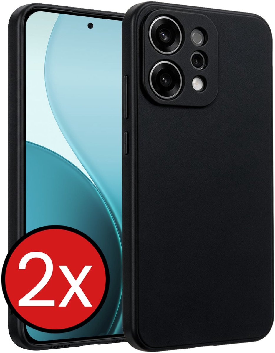 Hoesje - 2 Stuks - Geschikt voor Oppo Reno 14 - Sterk & Shockproof - Telefoonhoes - Back Cover - Case Siliconen - Telefoon Hoes - Zwart
