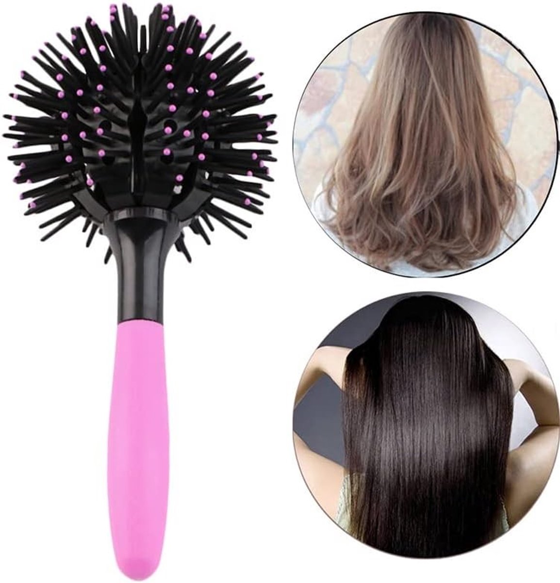 Multifunctionele Haarborstel met 3D Scalp Massagefunctie, Warmtebestendig tot 140°C, Ideaal voor Zacht Haar en Haarstyling Tools