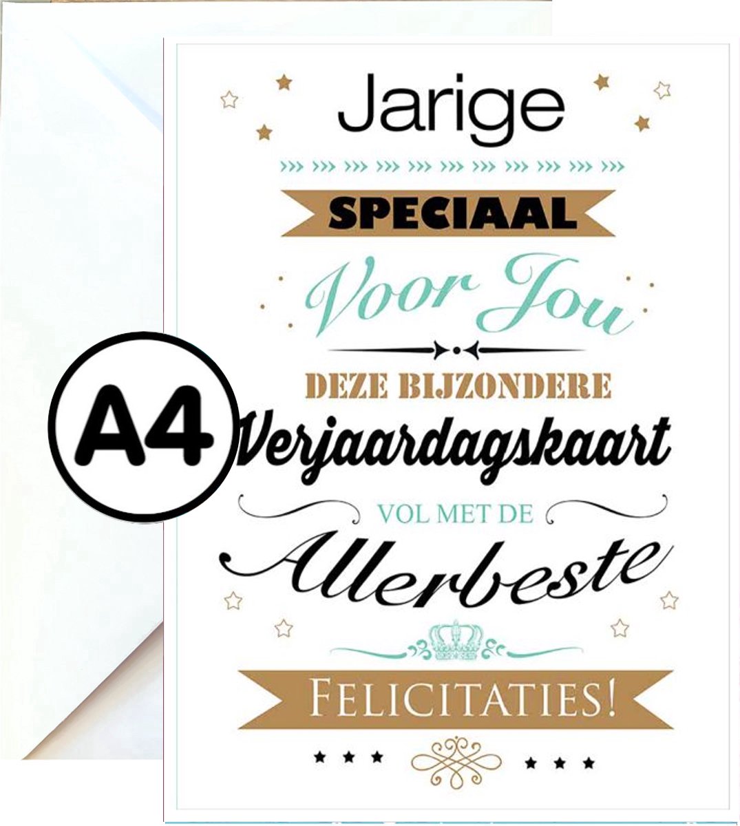 Grote Wenskaart - Jarige speciaal voor Jou - A4 XXL - Met Envelop