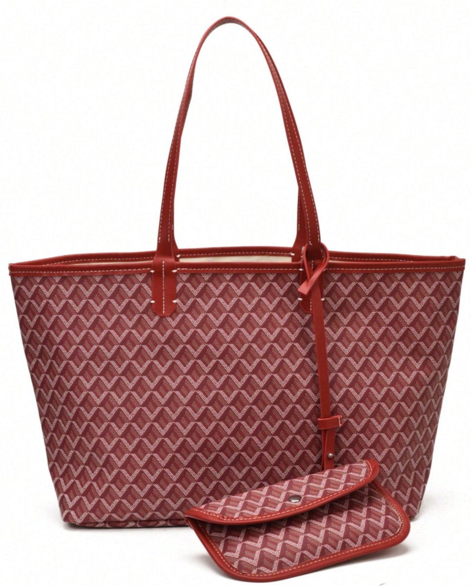 2-Delige Trendy Schoudertas & Portemonnee Set - Rood