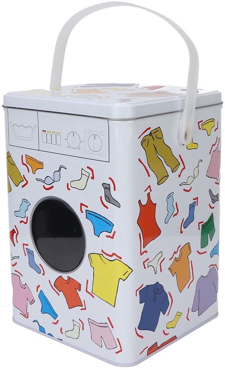 Opbergdoos Hoogwaardig Blikmateriaal - Opbergdoos voor Wasmiddel - Multifunctioneel - Hondenvoer/Kattenvoer - Unieke Wasmachine-Modellering - Schattig en Duurzaam - Opbergcontainer