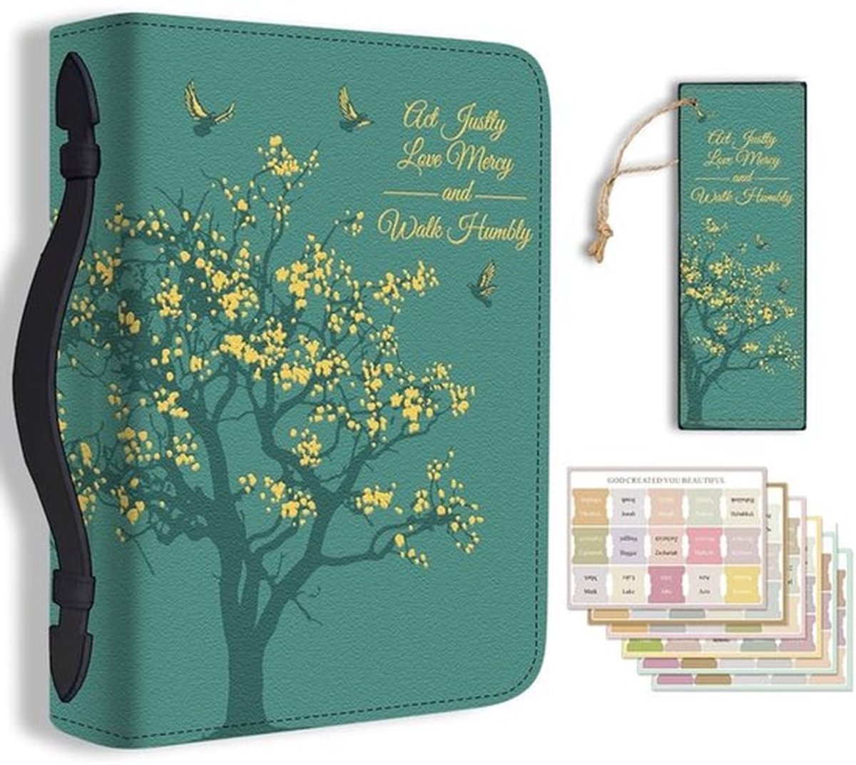 Bijbelcover Grote Formaat 20.3x28.5x5.9cm - PU Lederen Case - Levensboom Ontwerp - Draagtas voor Vrouwen/Mannen - Inclusief Boekenlegger/Index Stickers - Bescherming voor Bijbel en Boeken - Bijbeltas