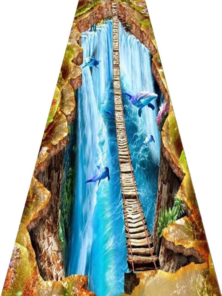 Lange loper tapijten voor hal gebied tapijten Corridor tapijt 3D Thrilling Suspension Bridge Design Extra lang slijtvast, duurzaam, aanpasbaar (kleur: A, Maat : 0,8x6m)