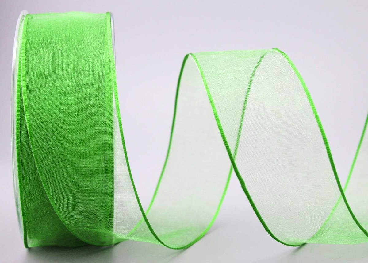 20 m x 40 mm decoratief lint chiffon appelgroen cadeaulint lint lint transparant organza met vormvaste randen premium kwaliteit bruiloft verjaardag chiffon lint effen