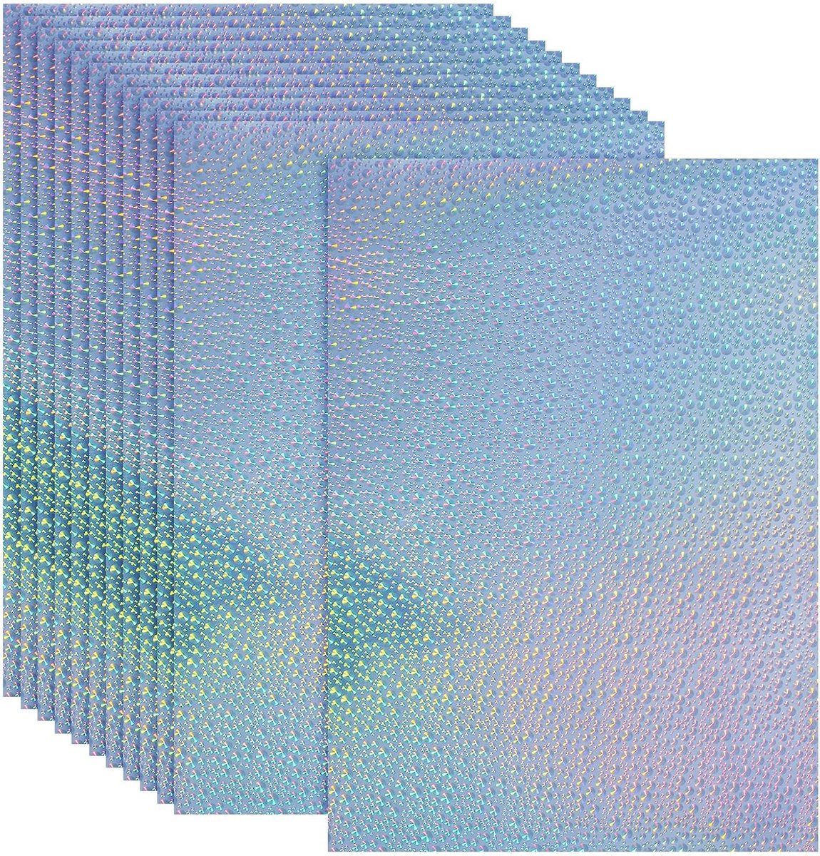 30 x 20 cm afdrukbaar holografisch stickerpapier, 12 vellen vinyl stickerpapier A4 waterdicht snel sticker voor laserprinter inkjetprinter, waterdruppelpatroon