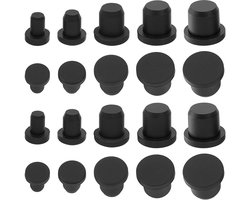 30 stuks 5 maten siliconen rubberen doppen, flexibel, rond, zwart, waterdicht, zachte deksels, gaten van 4 ~ 9,5 mm, geschikt voor meubels, flessen, slangen