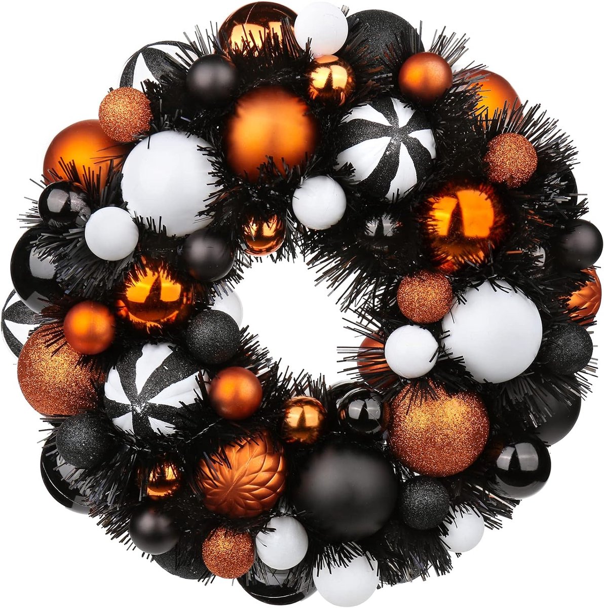 33 cm Halloween-krans, Halloween-decoratie tuin, Halloween-krans voor huisdeur, welkomstkrans, Halloween-decoratie, onbreekbaar Halloween-kogelsieraad, kerstkrans voor buiten