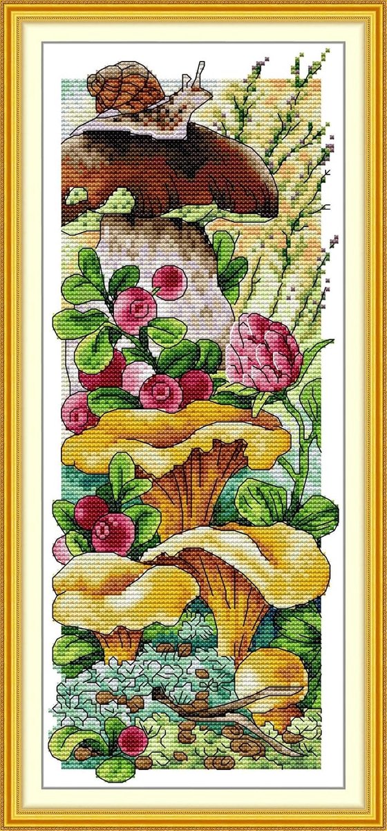Artcici Voorgedrukte The Four Seasons in The Forest kruissteekkits voor beginners, 11 ct doe-het-zelf borduurpakket met gesorteerde draden gestempeld patronen handwerkbenodigdheden (herfst)