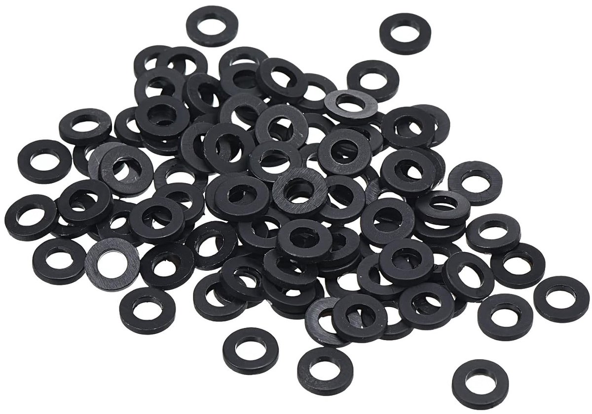 Platte sluitring 100 stuks 3 mm ID 6 mm AD afdichting afstandhouder afdichtring voor waterleiding waterslang bevestiging bouten zwart