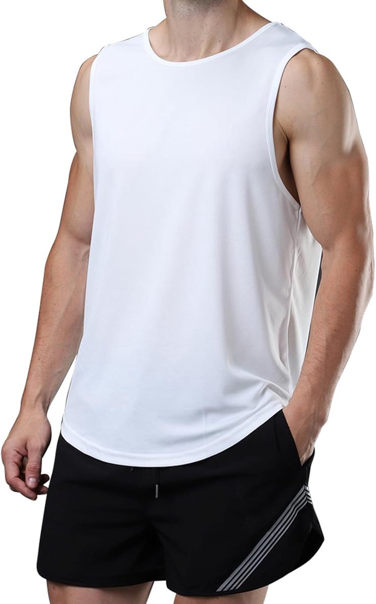 Meioro, Tanktop van mesh voor heren, mouwloos, sneldrogend, training op sportschool, sportieve shirts, voor hardlopen, fitness vest, bodybuilding, sport