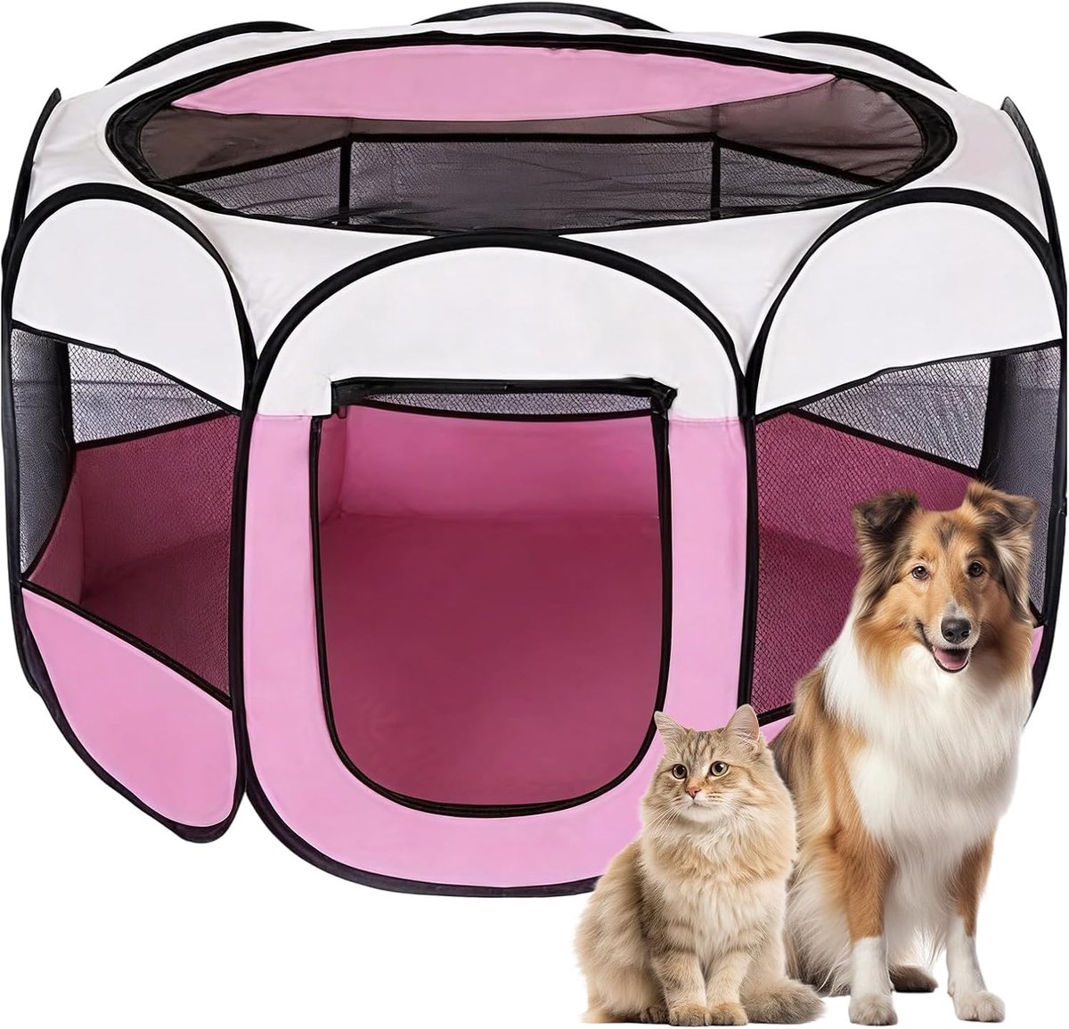 Puppyren voor binnen en buiten, opvouwbare box voor honden en katten, waterdichte Oxford-stof, puppybox voor katten, honden, konijnen, 74 x 74 x 43 cm