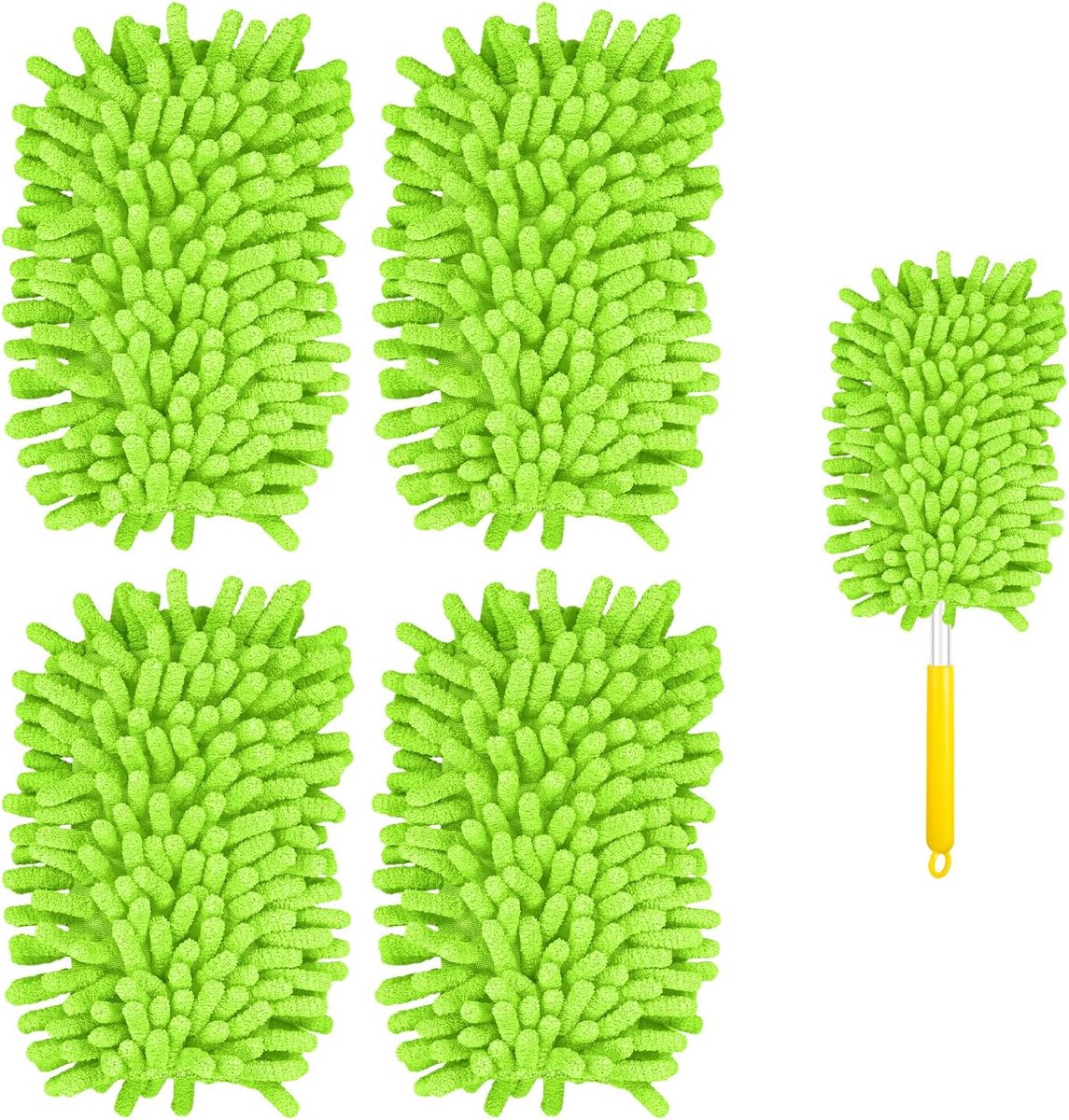 4 Stuks Duster Navulls voor Swiffer, Microvezel Plafondventilator Stof 360 Duster Vult Zware Handdusters voor Reiniging Compatibel met Swiffer (Groente)