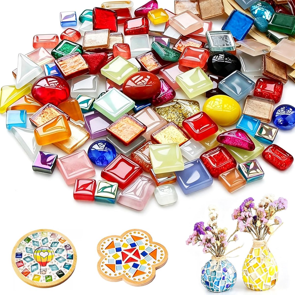 Mozaïektegels, onregelmatig, 1-1,5 cm, mozaïek, vrije tijd, creatieve mini-tegels met fonkelende mozaïeken voor doe-het-zelf, creatieve vrije tijd, interieurdecoratie