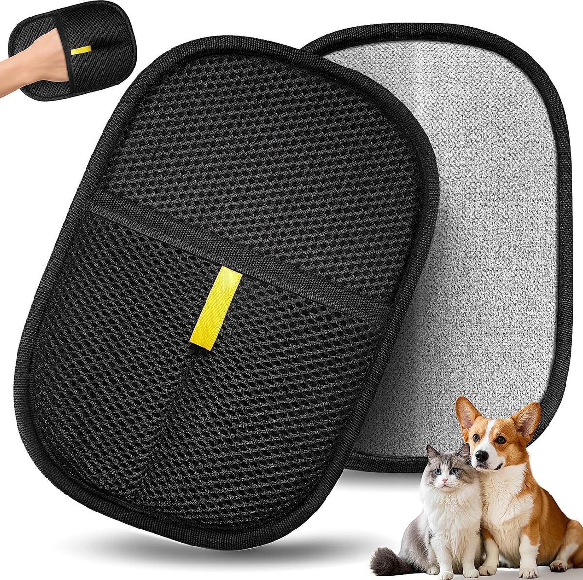 2 stuks kattenvachthandschoenen, dubbelzijdige vacht-magneethandschoen, kat, herbruikbaar, dierenhaarverwijderaar, handschoen voor kleding, banken, bedden