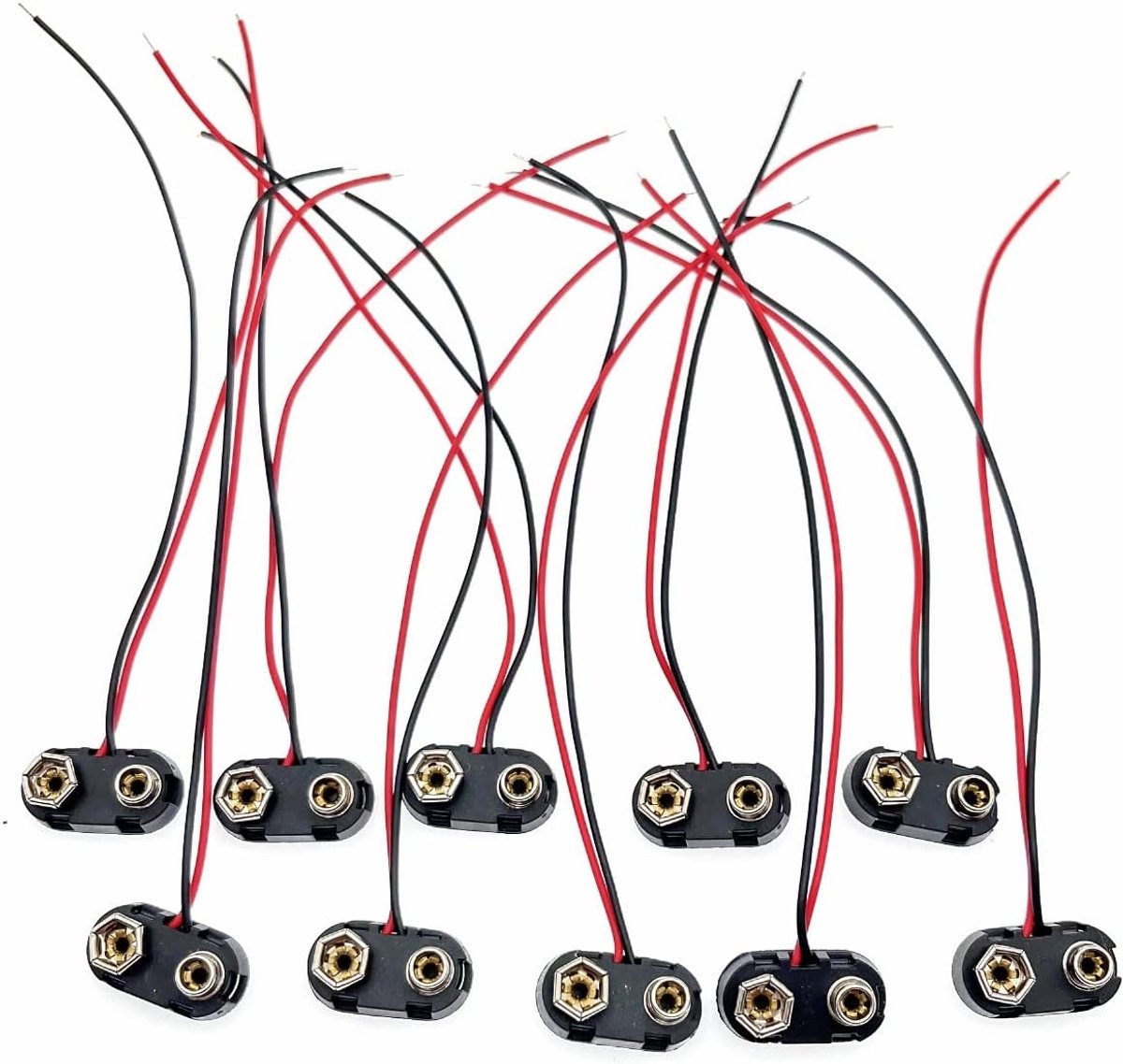 10PCS 9V Batterij Clip Connector, PP3 Batterij Snap Connector, transistor batterij connector met Kabel Leads voor PP3 MN1604 6LR61 6F22 9 volt Batterijen