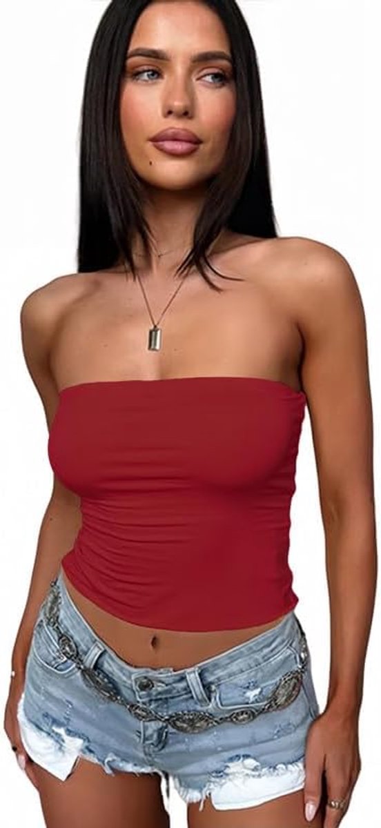 Tops dames zomer elegant slim fit tube top rekbaar basic kort zonder bandjes mouwloos sexy backless Y2k T-shirt